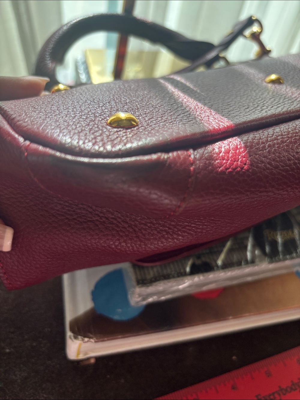 MCM Burgundy Leather Top-Handle 2-Way Bag - Picture 15 of 16